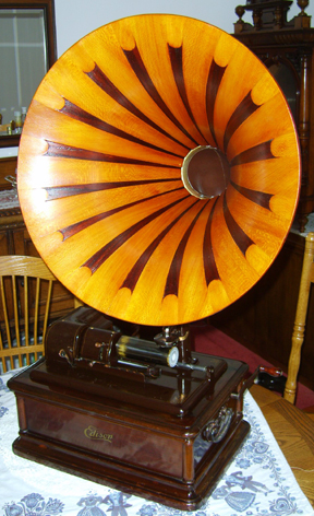 Gramophone with Wood Horn