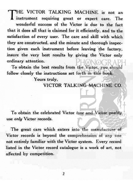 Victor Talking Machine Co. Victrola Manual