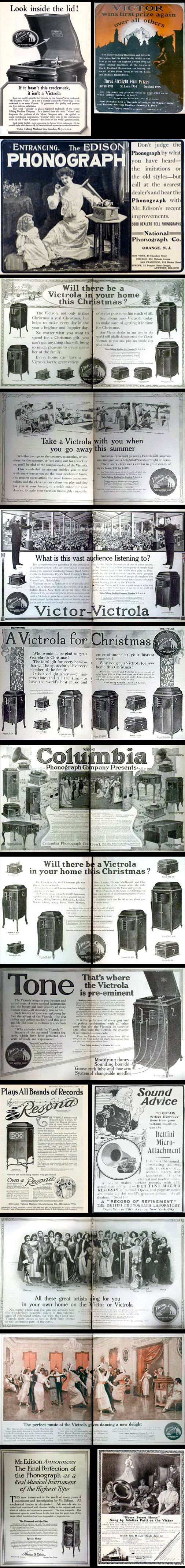 Phonograph, Gramophone, Talking Machine, Graphophone, Grafanola, Victrola, Victor Talking Machine, Edison, Diamond Disc, Sonora, Sonata, Silvertone, Brunswick, His Master's Voice, HMV, Berliner, Johnson, Consolidated, Unites, Paramount, Victory, BlueBird, Columbia, Record Needle, Record Player, Victrola Needle, Gramaphone, Advertising, Ads, Vintage, Antique, Antique record player, Sears, Zonophone, stylus, sapphire tip, Needle, Needles, 