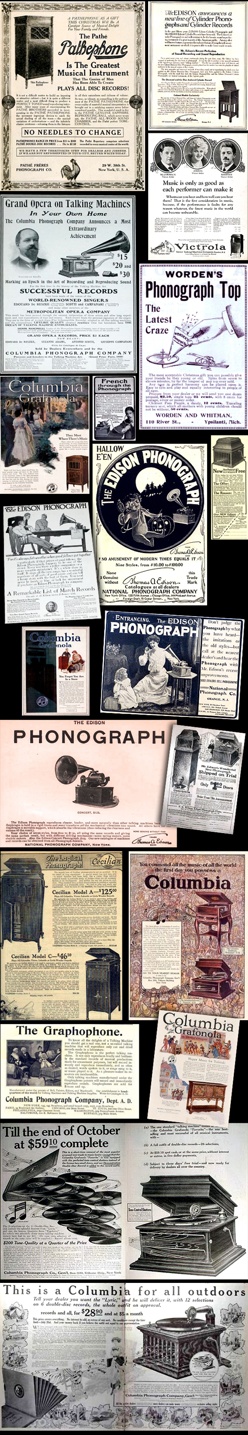 Phonograph, Gramophone, Talking Machine, Graphophone, Grafanola, Victrola, Victor Talking Machine, Edison, Diamond Disc, Sonora, Sonata, Silvertone, Brunswick, His Master's Voice, HMV, Berliner, Johnson, Consolidated, Unites, Paramount, Victory, BlueBird, Columbia, Record Needle, Record Player, Victrola Needle, Gramaphone, Advertising, Ads, Vintage, Antique, Antique record player, Sears, Zonophone, stylus, sapphire tip, Needle, Needles, Advertisements magazine Newspapers Gramophones Edison Silvertone Columbia