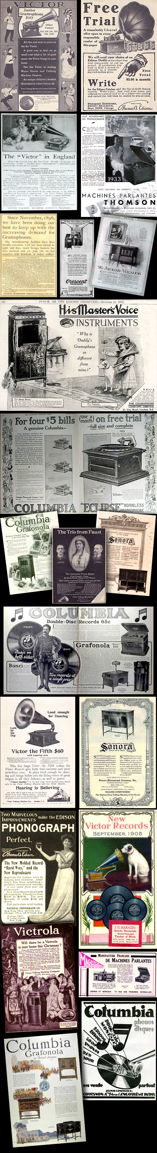 Advertisements Victor Victrola Talking machine Edison Berliner Diamond Disc Pathe